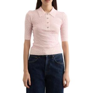 Полупрозрачная поло с узором GANNI, светло-фиолетовый