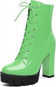 MISEZOXI Женские коричневые однотонные ботильоны на массивной платформе с шнуровкой, круглый носок, каблук 4,5 дюйма, повседневные, на все сезоны, для косплея