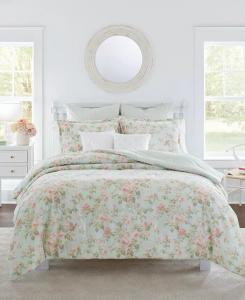Двусторонний комплект хлопковых одеял Madelynn из 7 предметов, размер King Laura Ashley, синий