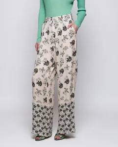 Женские прямые брюки с цветочным принтом и карманами Mirto, бежевый