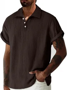 Ymosrh Мужская летняя поло с коротким рукавом, однотонная, для гольфа и пляжа, S-2XL
