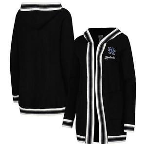 Женский черный кардиган с капюшоном kentucky wildcats one more round tri-blend в полоску Gameday Couture