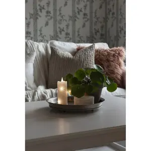 Светодиодная свеча Рождественский декор светодиодная настоящая восковая свеча белого цвета с 3D пламенем и обернутой серебристой проволокой Konstsmide, белый