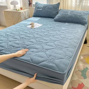 Yalu Простыня на резинке 180х200 см, стеганая, утолщенная, цвет Bentley Blue