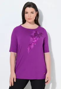 Футболка с принтом в тон ткани и пайетками Ulla Popken, Berry