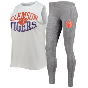 Женский комплект для сна с майкой и леггинсами Clemson Tigers, темно-серый/белый, Concepts Sport