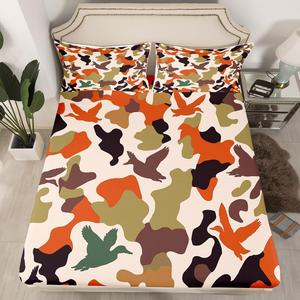 Erosebridal Камуфляжная простыня на резинке в стиле милитари для детской комнаты, Green Orange
