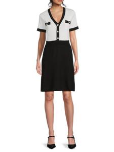 Мини-платье-свитер с контрастной отделкой Karl Lagerfeld Paris, цвет Soft White Black