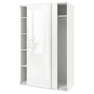Гардероб PAX/HASVIK IKEA, 150x66x236 см, цвет white/high-gloss/white
