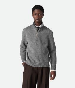 Compact cashmere zip up jumper BOTTEGA VENETA, темно-серый меланж