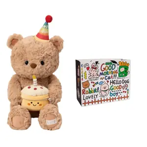 Милый плюшевый мишка в праздничном колпаке, кукла для торта, 35см/40см/30см высота MIANHUIYI