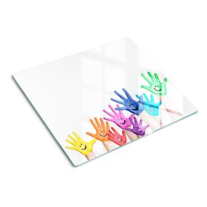 Стеклянная тарелка 60x52 см, расписные руки TULUP, белый/синий