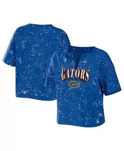 Женская укороченная футболка с вырезом и вырезом Royal Florida Gators Bleach Wash Splatter Wear By Erin Andrews