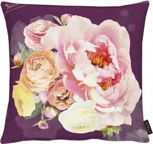 АПЭЛТ декоративная подушка "Фиора", чехол на подушку с наполнителем, 1 шт APELT 45х45 см, цвет beere/rosa + gemustert