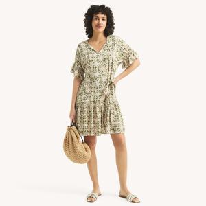 Nautica Женское платье с принтом и рюшами, зеленый