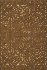 Ковер SAFAVIEH, 122 x 183 см, Tibetan Collection, Deep Bronze, ручной работы из шелка и шерсти Scroll Silk & Wool, идеален для помещений с высокой проходимостью: прихожая, гостиная, спальня (TB417K)