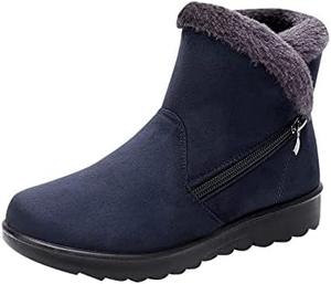Женские зимние ботинки, снегоступы с теплым мехом, уютные модные ботильоны для женщин больших размеров, утепленные водонепроницаемые зимние ботинки для повседневной носки Qacksv, Blue