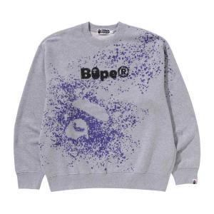 Толстовка BAPE Spray Print Logo Relaxed Fit Crewneck Sweatshirt, Grey