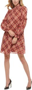 Женское клетчатое платье-трапеция Tommy Hilfiger, Crystal/Chili Pepper