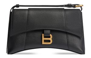 Balenciaga Гладкая кожаная портативная сумка через плечо женская черная