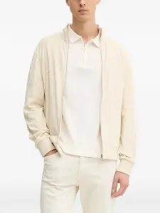 Фактурный свитер на молнии Boss, нейтральный