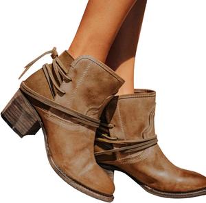 Женские ботильоны Bcshiye на зиму, с массивным средним каблуком, стиль вестерн, удобные, для улицы и праздничные короткие ботинки, Khaki