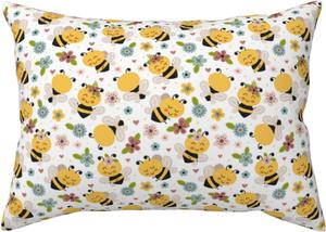 Pevtufa Наволочка с принтом пчелы и цветов с застежкой конверт Bee and Flowers