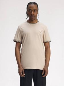 Футболка с круглым вырезом из хлопка с двойной окантовкой Fred Perry, Wrmot/Crtgr/Btob