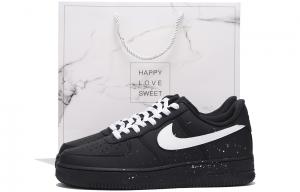 Nike Air Force 1 Противоскользящие Износостойкие Низкие Кроссовки для Скейтбординга Унисекс Черный Белый