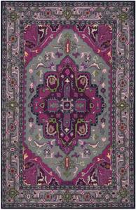 Ковер SAFAVIEH, 153 x 153 см, коллекции Bellagio - Grey & Pink, ручной работы медальон из шерсти, идеален для помещений с высокой проходимостью в гостиной, спальне (BLG541B)