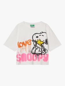 Детская хлопковая футболка с коротким рукавом и принтом Snoopy Benetton, White