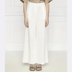 Брюки расклешенного кроя из льна кайенского цвета Max&Co., белый