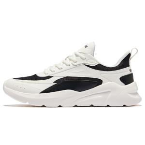 Erke Мужские повседневные кроссовки Qi Yu с амортизацией, износостойкие, насыщенного черного и микрокристаллического белого цвета