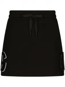 Юбка мини из джерси с нашивкой-логотипом DOLCE & GABBANA, черный