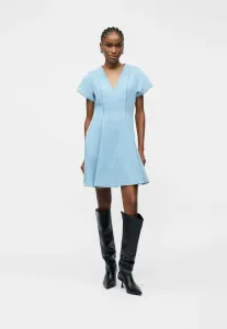 Джинсовое платье с v-образным вырезом и расклешенной юбкой 7 For All Mankind, Light-Blue Denim