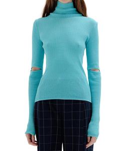 Свободный вязаный свитер Solly с рубчиками в нежно-голубом цвете EENK