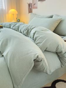 MIDO HOUSE Комплект постельного белья 90x120 см, 3 предмета, пододеяльник, наволочка, простыня, зеленый с защитной полосой, класс А, детский стандарт, гипоаллергенный