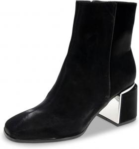 Женские ботильоны Pazzion классические с квадратным носком, гладкой боковой молнией, средним каблуком-блоком, зимние короткие ботинки для офиса, размер 4-16 US, Black