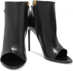 Женские ботильоны с открытым носком на высоком каблуке-шпильке, с ремешком на щиколотке, боковой молнией, кожаные, повседневные классические ботинки однотонного цвета для повседневной носки и торжественных случаев Generic, Black