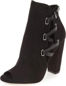 Женские ботильоны YDN с открытым носком, на массивном высоком каблуке, с боковой молнией, Black