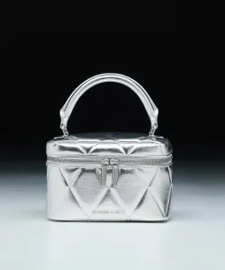 Стеганая косметичка Arwen с верхней ручкой Charles & Keith, цвет Silver