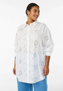 Блузка на пуговицах aus mit broderie anglaise Zizzi, Bright White