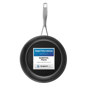 Индукционная сковорода SILBERTHAL 28 см - сковорода с покрытием - нержавеющая сталь - для всех типов плит, серебро