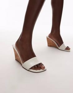 Туфли-мюли Topshop Farah на высоком каблуке-танкетке в кремово-белом цвете