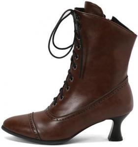 Glglgege Женские викторианские ботильоны на шнуровке с высокой небольшой шпилькой, заостренным носком, для вечернего платья, с боковой молнией, с ажурным узором, короткие ботинки, байкерские ботильоны