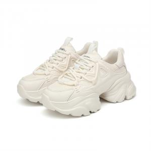 KEKAFU Женские бежевые дышащие нескользящие низкие кроссовки на платформе для увеличения роста