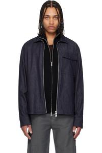 Синяя джинсовая куртка с длинными рукавами и застежкой-молнией Moncler