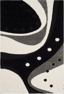 Ковер SAFAVIEH, 100 x 161 см, Florida Shag Collection, Black & Ivory, без линьки и простой в уходе, идеален для помещений с высокой проходимостью: прихожая, гостиная, спальня (SG473-9012)