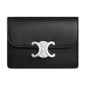 Кошелек для карт Triomphe из кожи коровы женский черный CELINE