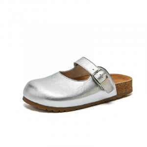 Mr.shang Женские тапочки Silver с закрытым носком и устойчивостью к истиранию